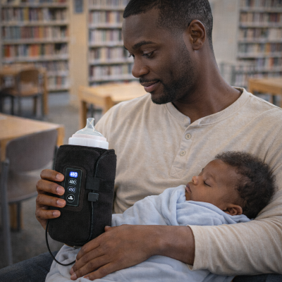 Chauffe-biberon-nomade-etui-USB-Alibie-papa-bebe-dort-bibliotheque