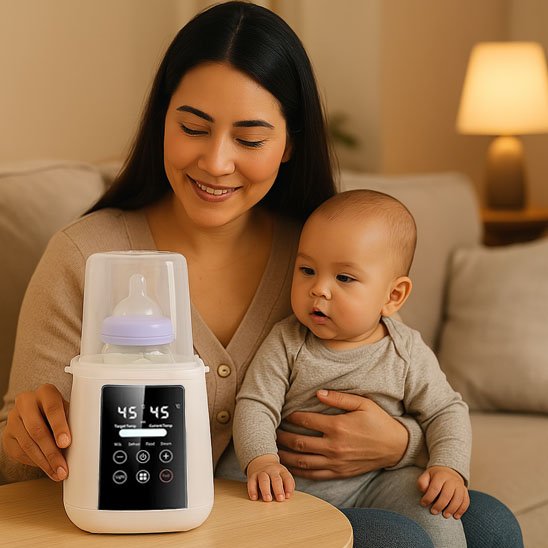 Chauffe-biberon-Mono-Réchaud-Flashy-maman-bebe-regarde